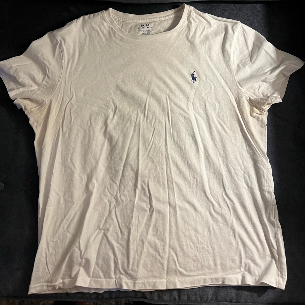 mens polo Ralph Lauren, classic fit, jersey crew neck shirt, XL, White